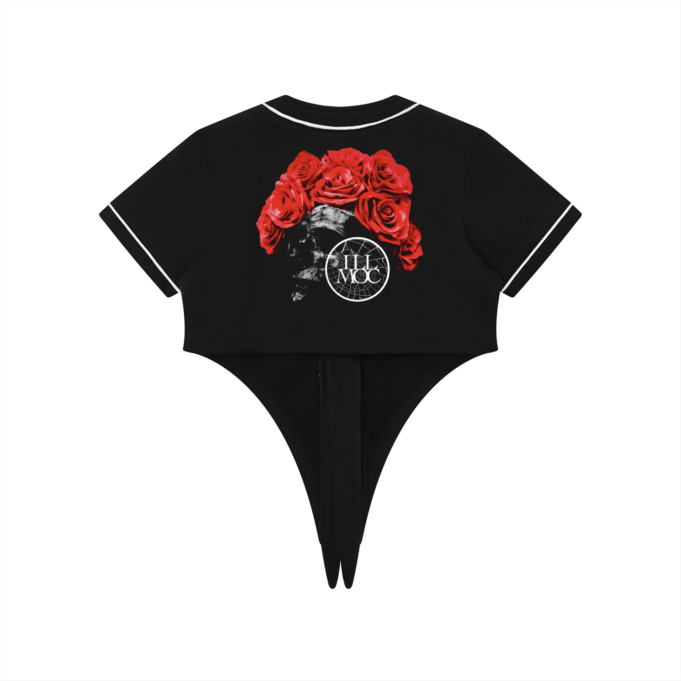 Rose Crown Skull Women's Piping Baseball Jersey